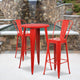 Red |#| 24inch Round Red Metal Indoor-Outdoor Bar Table Set with 2 Cafe Stools