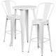 White |#| 24inch Round White Metal Indoor-Outdoor Bar Table Set with 2 Cafe Stools