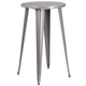 Silver |#| 24inch Round Silver Metal Indoor-Outdoor Bar Table Set with 2 Cafe Stools