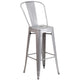 Silver |#| 24inch Round Silver Metal Indoor-Outdoor Bar Table Set with 2 Cafe Stools