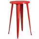 Red |#| 24inch Round Red Metal Indoor-Outdoor Bar Table Set with 2 Slat Back Stools