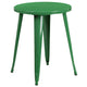 Green |#| 24inch Round Green Metal Indoor-Outdoor Table Set with 2 Arm Chairs - Patio Set