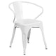 White |#| 24inch Round White Metal Indoor-Outdoor Table Set with 2 Arm Chairs - Patio Set