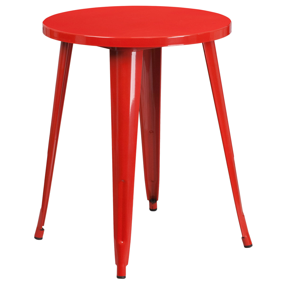 Red |#| 24inch Round Red Metal Indoor-Outdoor Table Set with 2 Arm Chairs - Patio Set