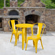 Yellow |#| 24inch Round Yellow Metal Indoor-Outdoor Table Set with 2 Cafe Chairs - Patio Set