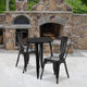 Black |#| 24inch Round Black Metal Indoor-Outdoor Table Set with 2 Cafe Chairs - Patio Set