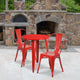 Red |#| 24inch Round Red Metal Indoor-Outdoor Table Set with 2 Cafe Chairs - Patio Set