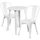 White |#| 24inch Round White Metal Indoor-Outdoor Table Set with 2 Cafe Chairs - Patio Set