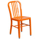 Orange |#| 24inch Round Orange Metal Indoor-Outdoor Table Set w/ 2 Vertical Slat Back Chairs