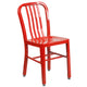 Red |#| 24inch Round Red Metal Indoor-Outdoor Table Set with 2 Vertical Slat Back Chairs