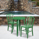 Green |#| 24inch Round Green Metal Indoor-Outdoor Table Set with 2 Vertical Slat Back Chairs