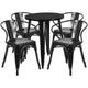 Black |#| 24inch Round Black Metal Indoor-Outdoor Table Set with 4 Arm Chairs