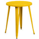 Yellow |#| 24inch Round Yellow Metal Indoor-Outdoor Table Set with 4 Arm Chairs