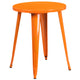 Orange |#| 24inch Round Orange Metal Indoor-Outdoor Table Set with 4 Arm Chairs