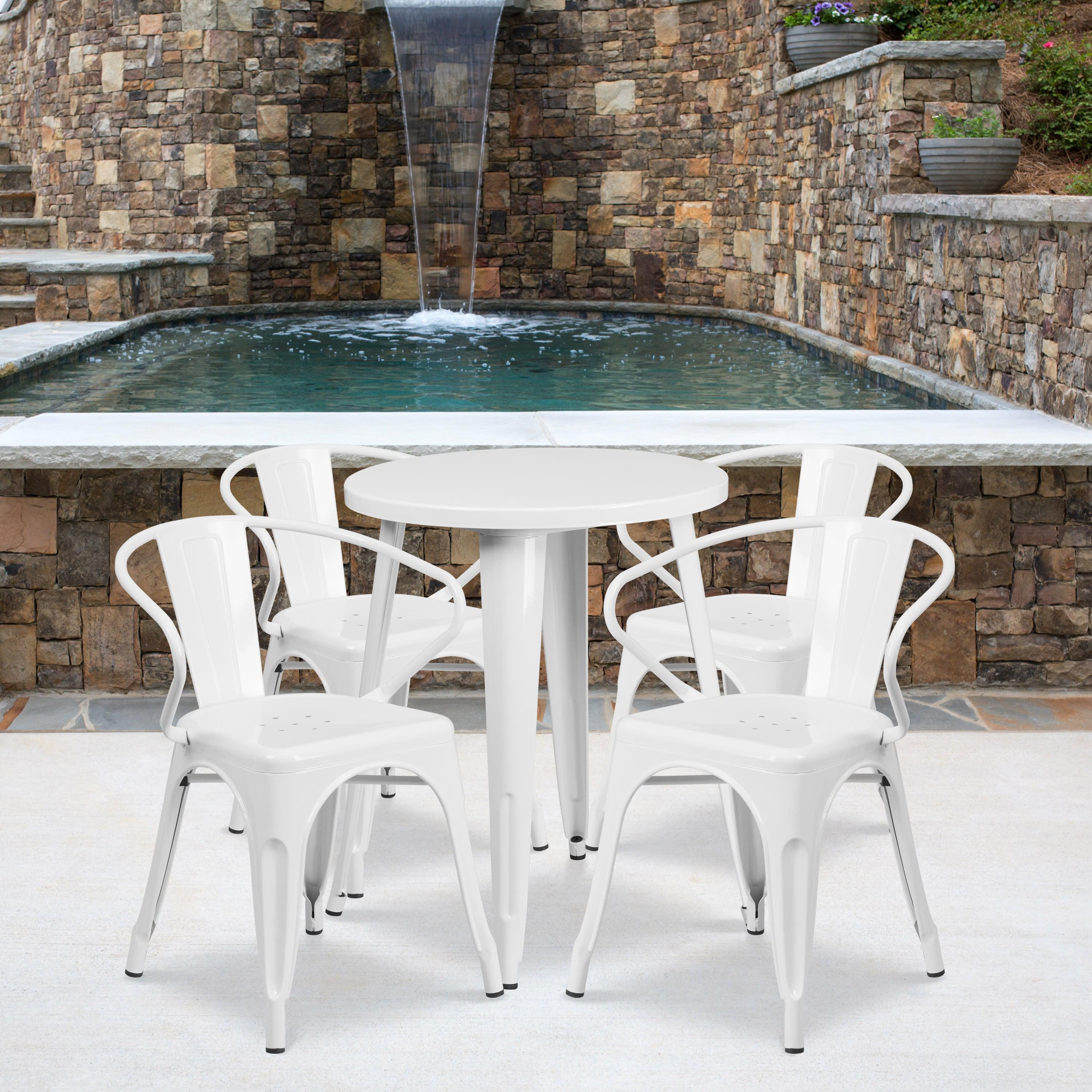White metal chairs hotsell set of 4