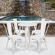 White |#| 24inch Round White Metal Indoor-Outdoor Table Set with 4 Cafe Chairs
