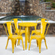 Yellow |#| 24inch Round Yellow Metal Indoor-Outdoor Table Set with 4 Cafe Chairs