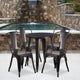 Black-Antique Gold |#| 24inch Round Black-Antique Gold Metal Indoor-Outdoor Table Set with 4 Cafe Chairs