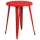 Red |#| 24inch Round Red Metal Indoor-Outdoor Table Set with 4 Cafe Chairs