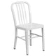 White |#| 24inch Round White Metal Indoor-Outdoor Table Set with 4 Vertical Slat Back Chairs