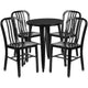 Black |#| 24inch Round Black Metal Indoor-Outdoor Table Set with 4 Vertical Slat Back Chairs