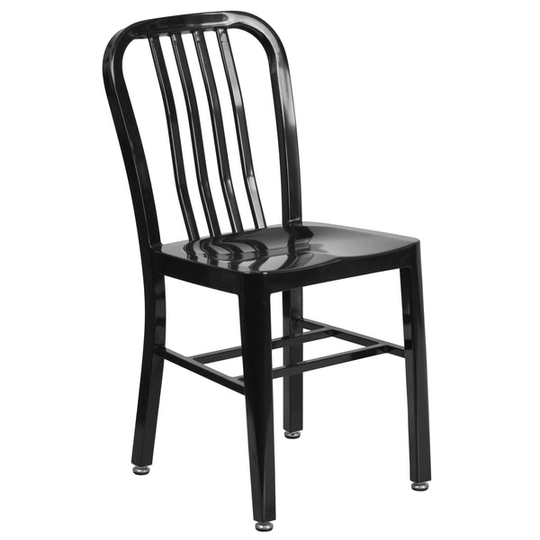 Yellow |#| 24inch Round Yellow Metal Indoor-Outdoor Table Set w/ 4 Vertical Slat Back Chairs