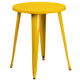 Yellow |#| 24inch Round Yellow Metal Indoor-Outdoor Table Set w/ 4 Vertical Slat Back Chairs