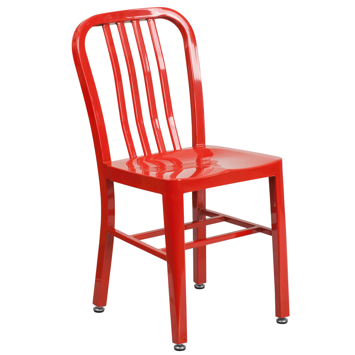 Red |#| 24inch Round Red Metal Indoor-Outdoor Table Set with 4 Vertical Slat Back Chairs