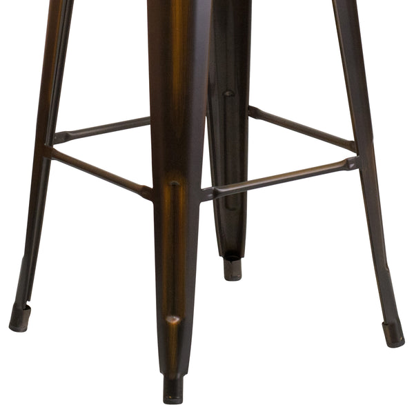 Copper |#| 30inch High Backless Distressed Copper Metal Indoor-Outdoor Barstool - Patio Chair