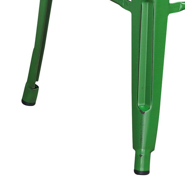 Green |#| 30inch High Backless Distressed Green Metal Indoor-Outdoor Barstool - Patio Chair