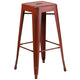 Kelly Red |#| 30inch High Backless Distressed Red Metal Indoor-Outdoor Barstool - Patio Chair