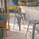 Silver Gray |#| 30inchH Backless Distressed Silver Gray Metal Indoor-Outdoor Dining Barstool