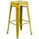 Yellow |#| 30inch High Backless Distressed Yellow Metal Indoor-Outdoor Barstool - Patio Chair