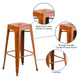 Orange |#| 30inch High Backless Distressed Orange Metal Indoor-Outdoor Barstool - Patio Chair