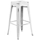 White |#| 30inch High Backless Distressed White Metal Indoor-Outdoor Barstool - Patio Chair