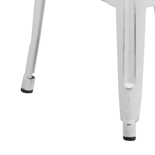 White |#| 30inch High Backless Distressed White Metal Indoor-Outdoor Barstool - Patio Chair