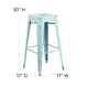 Green-Blue |#| 30inch High Backless Distressed Green-Blue Metal Indoor-Outdoor Barstool - Patio