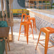 Orange |#| Commercial Grade 30inchH Backless Orange Metal Indoor-Outdoor Barstool, Square