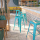 Crystal Teal-Blue |#| 30inch High Backless Crystal Teal-Blue Indoor-Outdoor Barstool - Patio Chair