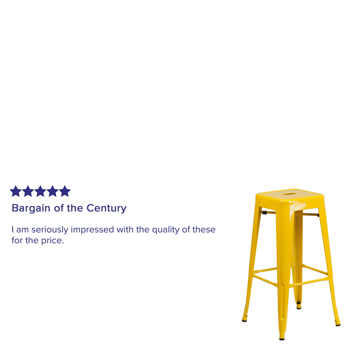 Yellow |#| Commercial Grade 30inchH Backless Yellow Metal Indoor-Outdoor Barstool, Square