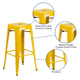 Yellow |#| Commercial Grade 30inchH Backless Yellow Metal Indoor-Outdoor Barstool, Square