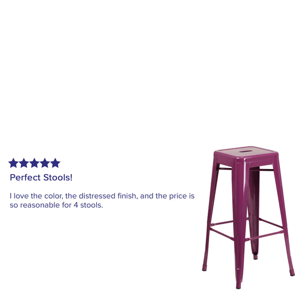 Purple |#| 30inch High Backless Purple Indoor-Outdoor Barstool - Patio Chair