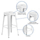 White |#| Commercial Grade 30inchH Backless White Metal Indoor-Outdoor Barstool, Square