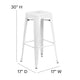 White |#| Commercial Grade 30inchH Backless White Metal Indoor-Outdoor Barstool, Square