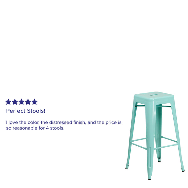 Mint Green |#| 30inch High Backless Mint Green Indoor-Outdoor Barstool - Patio Chair