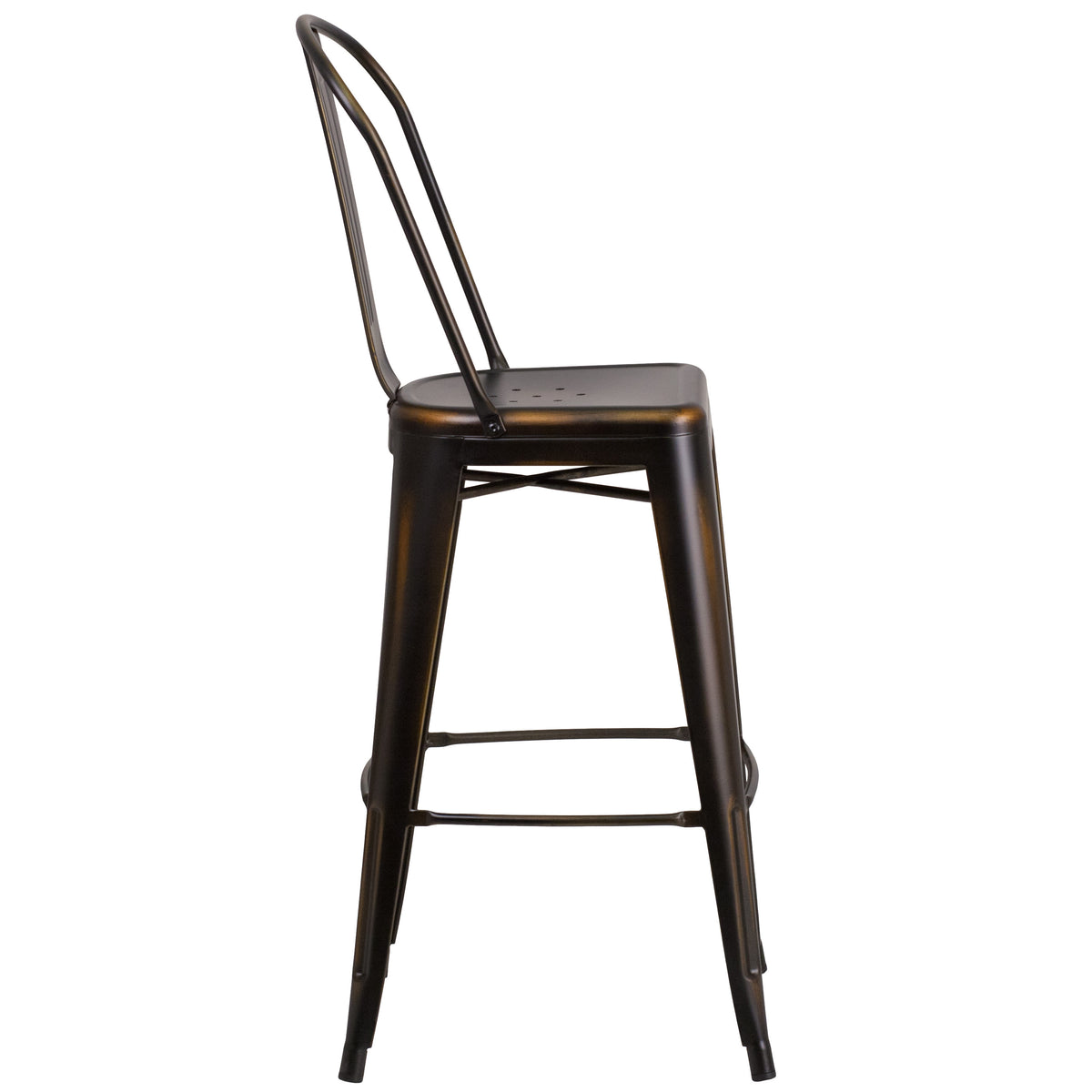 Copper |#| 30inch High Distressed Copper Metal Indoor-Outdoor Barstool with Back