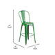 Green |#| 30inch High Distressed Green Metal Indoor-Outdoor Barstool with Back