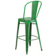 Green |#| 30inch High Distressed Green Metal Indoor-Outdoor Barstool with Back