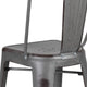 Silver Gray |#| 30inchH Distressed Silver Gray Metal Indoor-Outdoor Dining Barstool with Back