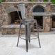 Silver Gray |#| 30inchH Distressed Silver Gray Metal Indoor-Outdoor Dining Barstool with Back